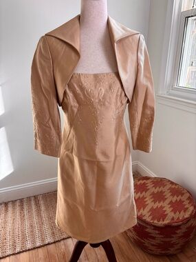 Talbots size 8 Gold Color Formal Dress with Jacket
